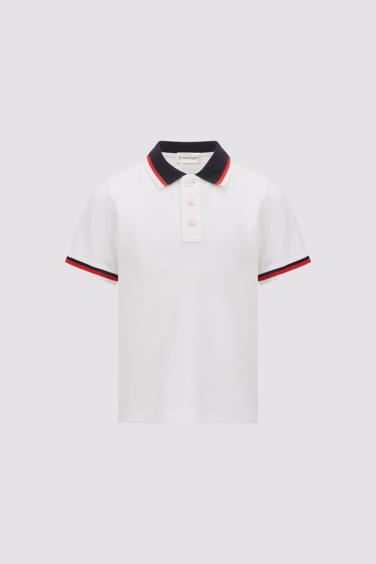 Tricolor-Trimmed Cotton Polo Shirt Boy White Moncler 0